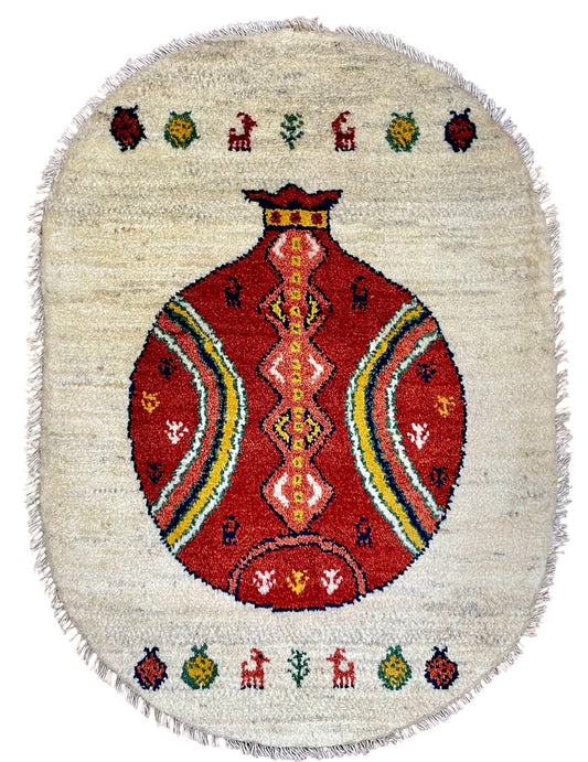 【オンライン限定】ギャッベ 90cm x 62cm (楕円形) RJ12591