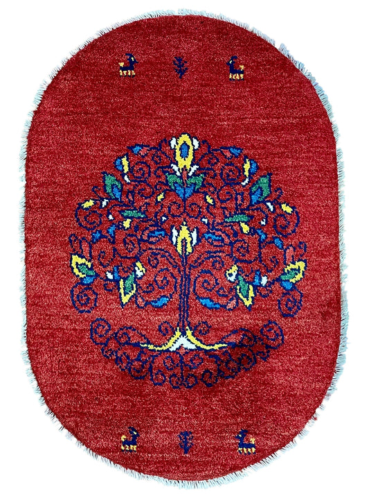 【オンライン限定】ギャッベ 90cm x 60cm (楕円形) RJ12555