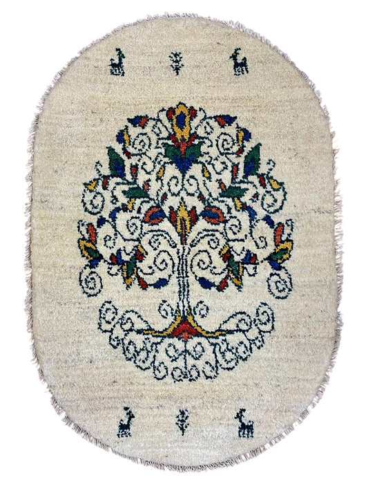 【オンライン限定】ギャッベ 90cm x 62cm (楕円形) RJ12522