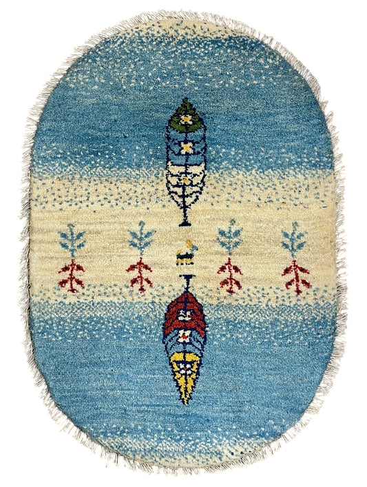 【オンライン限定】ギャッベ 90cm x 62cm (楕円形) RJ12471