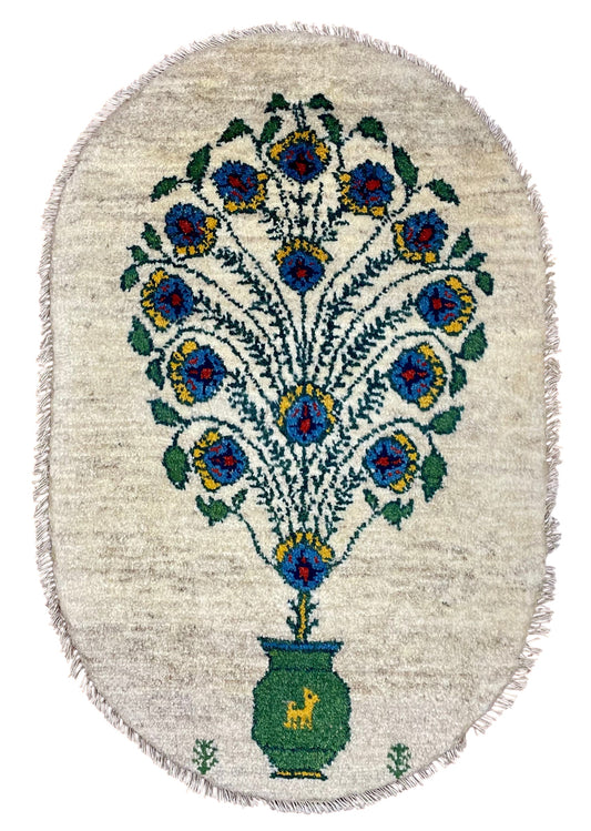 【オンライン限定】ギャッベ 88cm x 58cm (楕円形) RJ12588