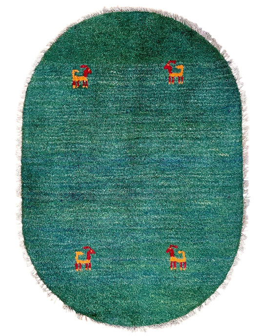 【オンライン限定】ギャッベ 88cm x 62cm (楕円形) RJ12596