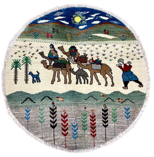 【オンライン限定】ギャッベ アマレバフト Φ100cm RJ8714