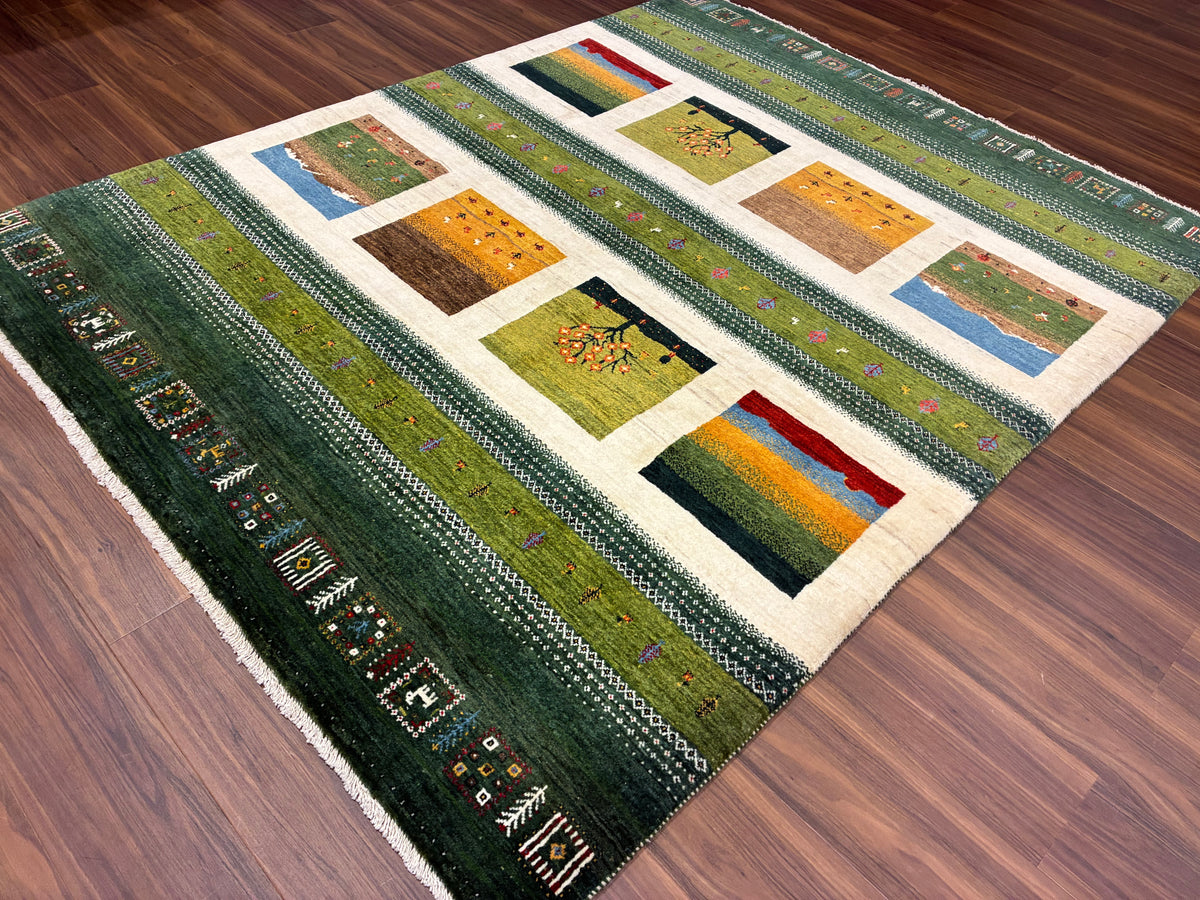 【千葉店】カシュクリギャッベ  203cm x 160cm RJ7695