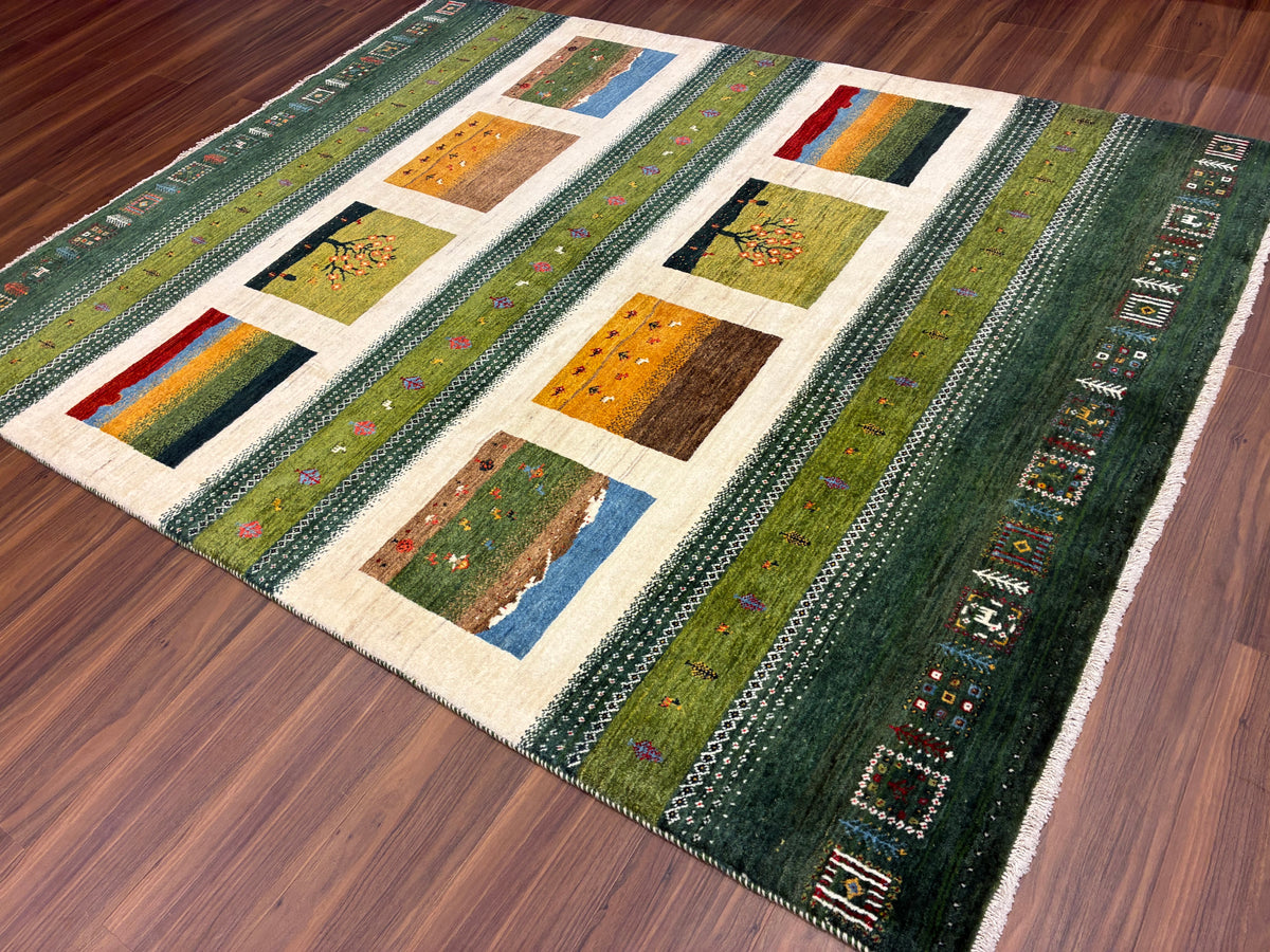 【千葉店】カシュクリギャッベ  203cm x 160cm RJ7695