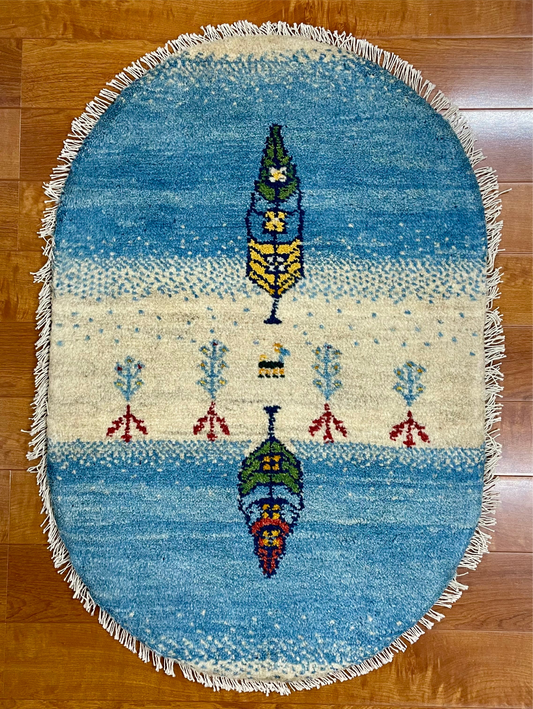 【オンライン限定】ギャッベ 90cm x 60cm (楕円形) RJ12470