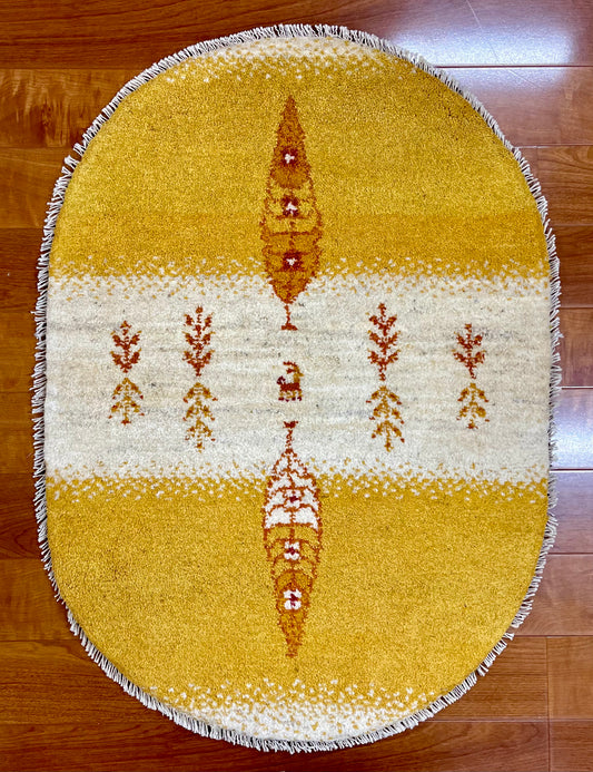【オンライン限定】ギャッベ 87cm x 62cm (楕円形) RJ12349