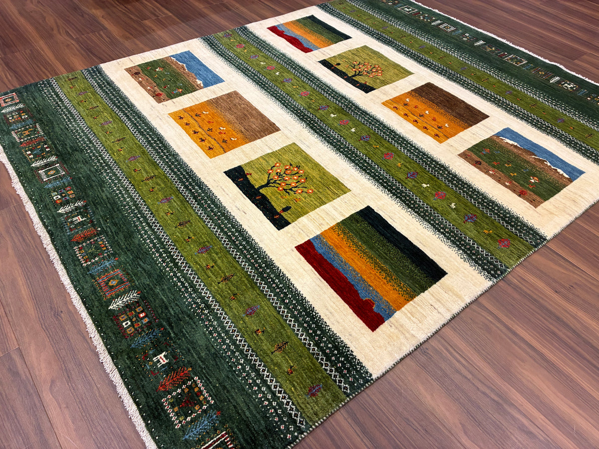 【千葉店】カシュクリギャッベ  203cm x 160cm RJ7695