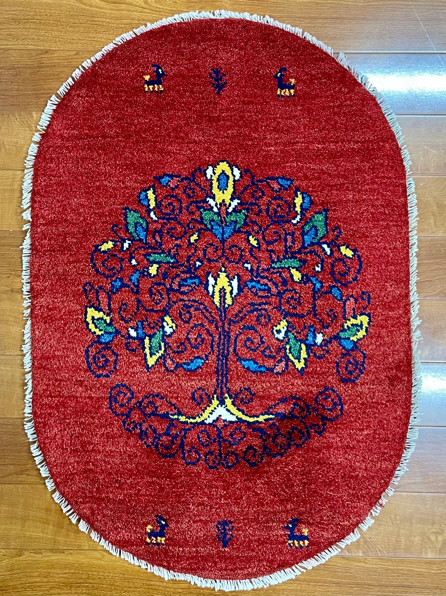 【オンライン限定】ギャッベ 90cm x 60cm (楕円形) RJ12555