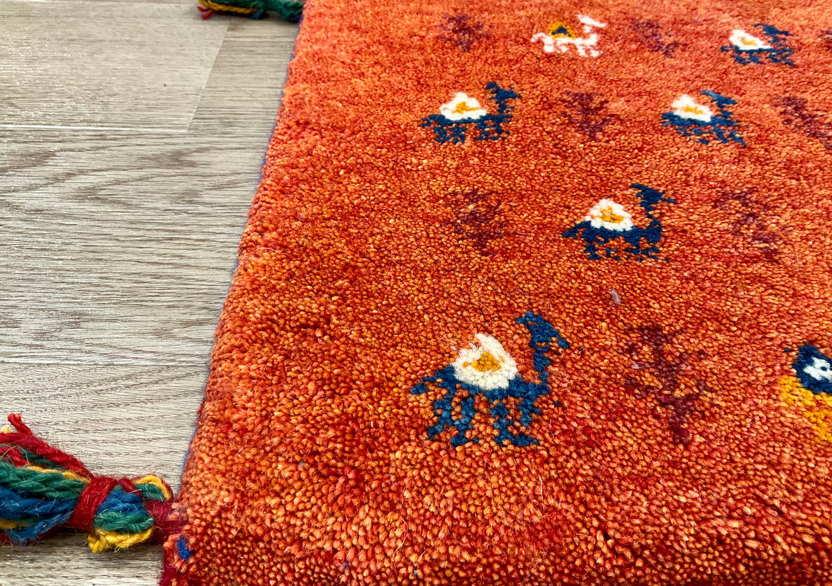 【福岡店】ギャッベ 41cm x 40cm Z2988