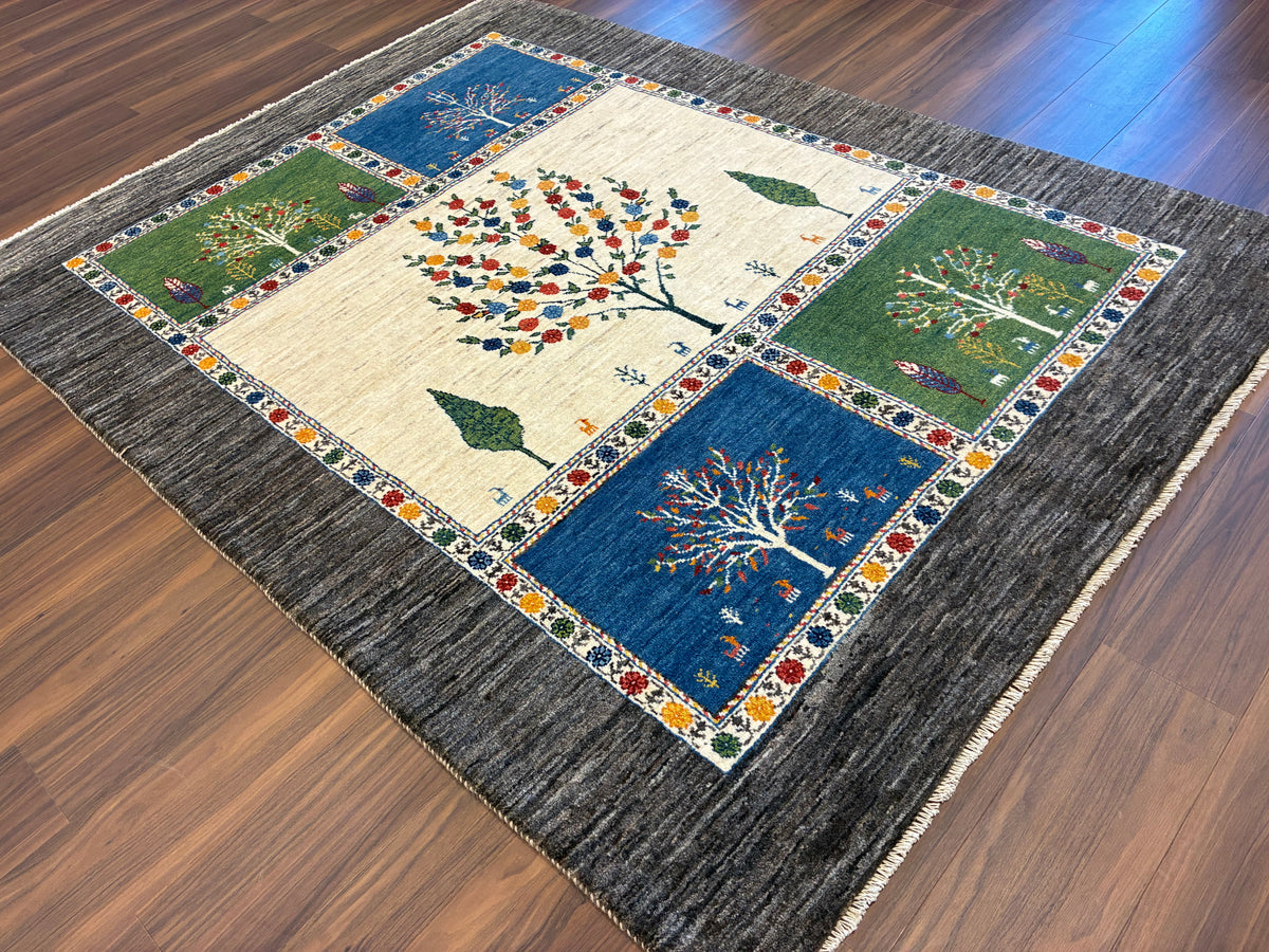 【千葉店】カシュクリギャッベ  200cm x 153cm RJ14429