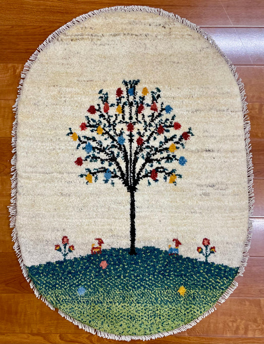 【オンライン限定】ギャッベ 87cm x 60cm (楕円形) RJ12582