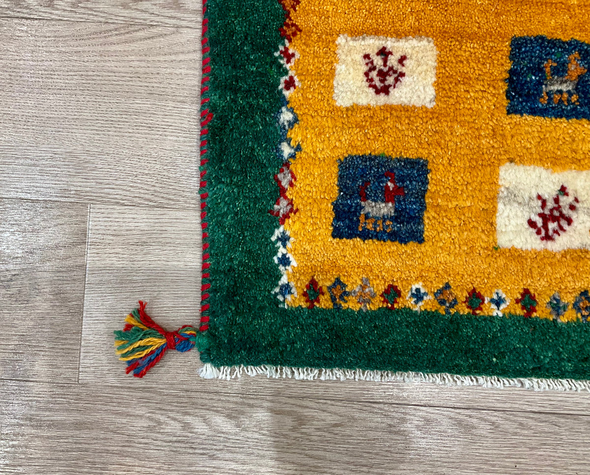【福岡店】ギャッベ 43cm x 40cm Z3522