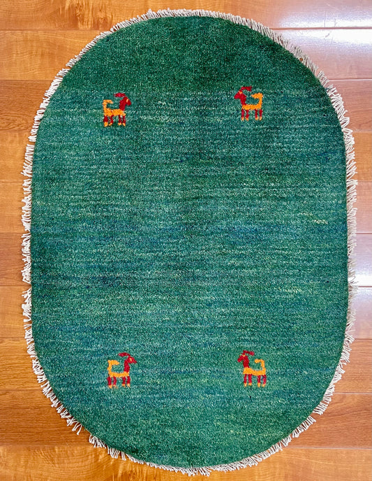 【オンライン限定】ギャッベ 88cm x 62cm (楕円形) RJ12596
