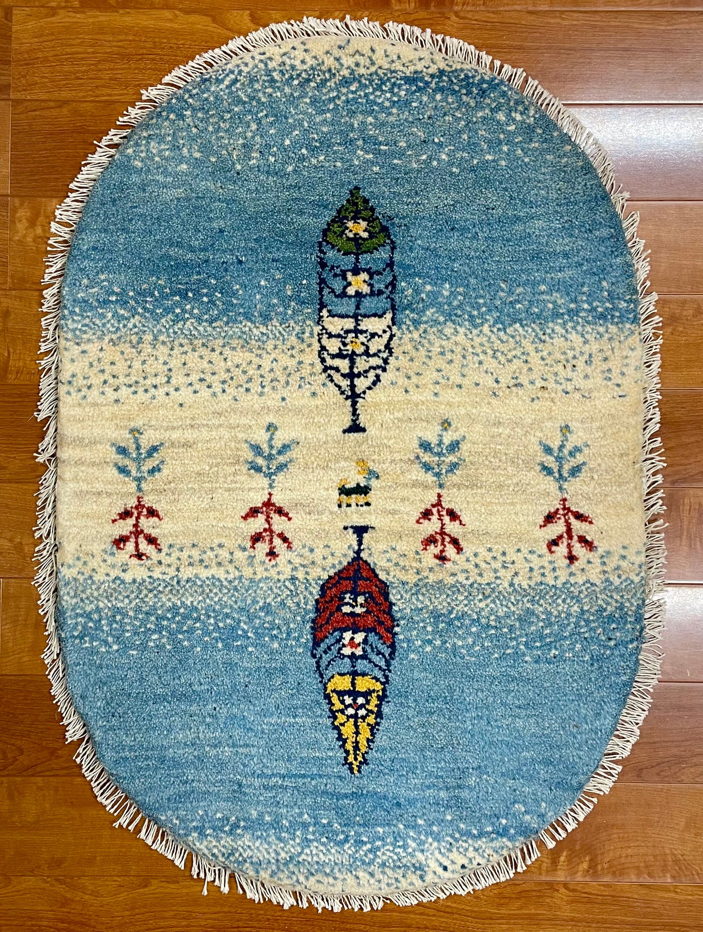 【オンライン限定】ギャッベ 90cm x 62cm (楕円形) RJ12471