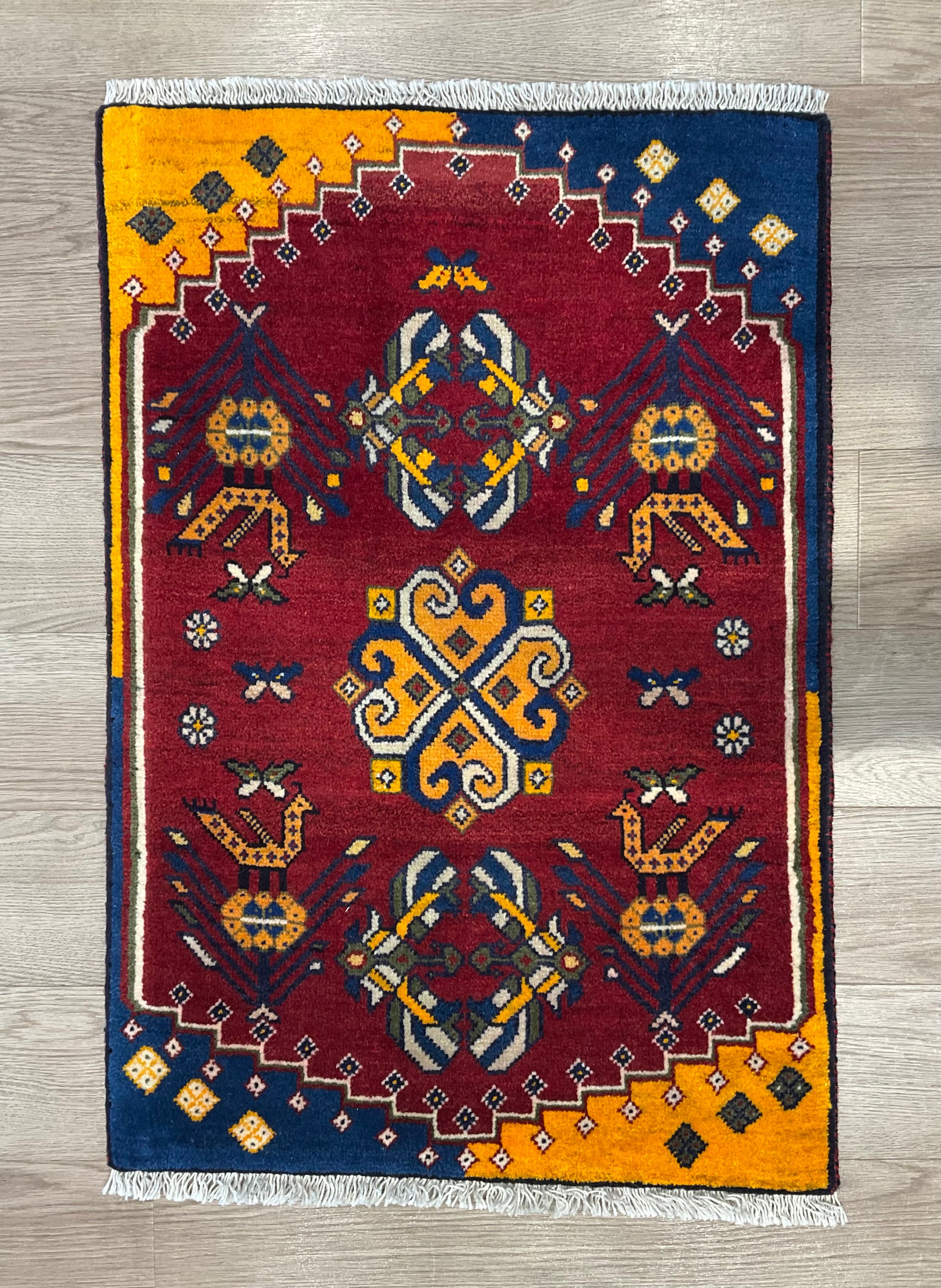 イラン トライバル キリム ペルシャ絨毯 エスニック ラグ ペルシャ絨毯トルクメンラグイラン手織り（2）