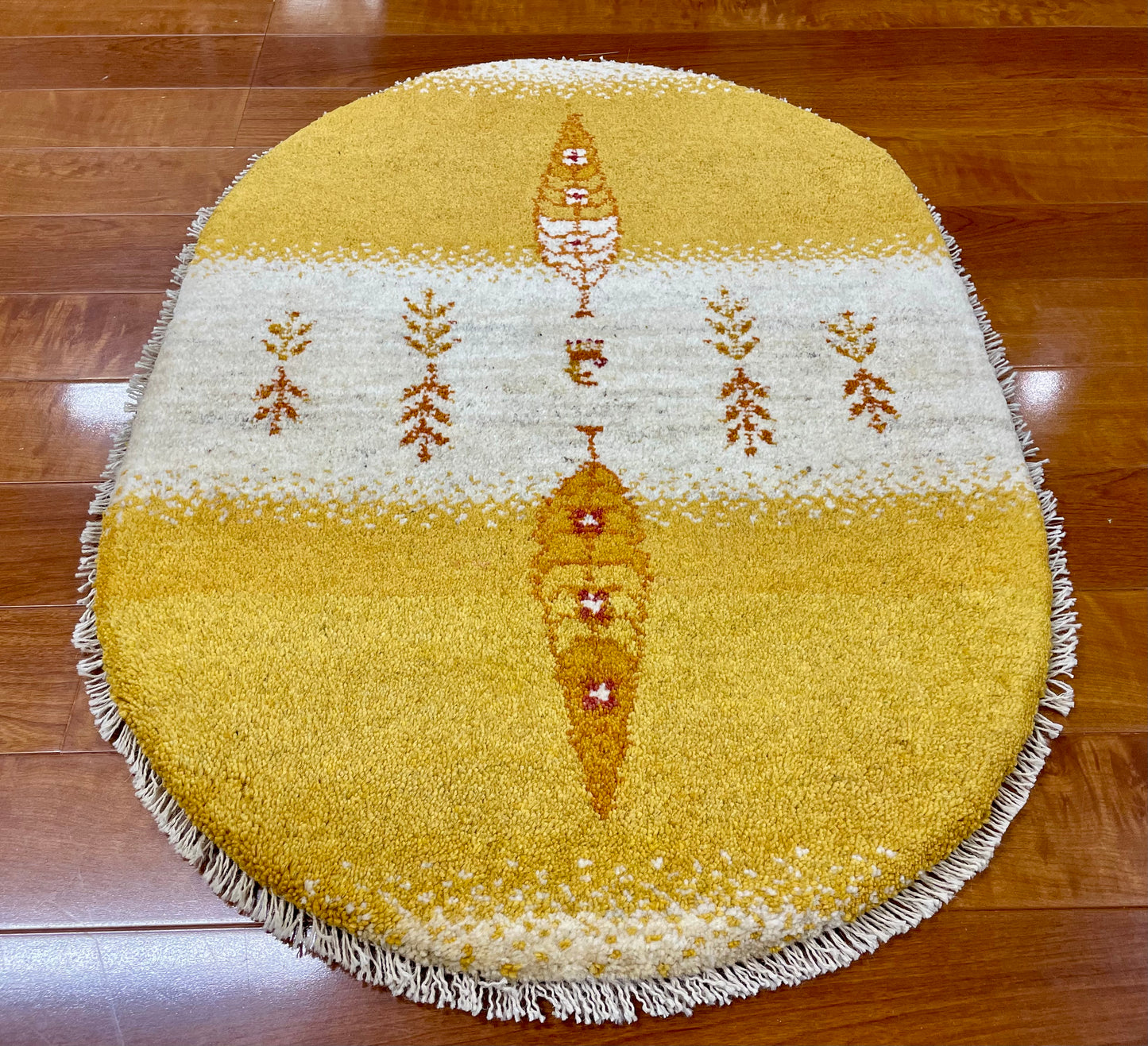 【オンライン限定】ギャッベ 87cm x 62cm (楕円形) RJ12349