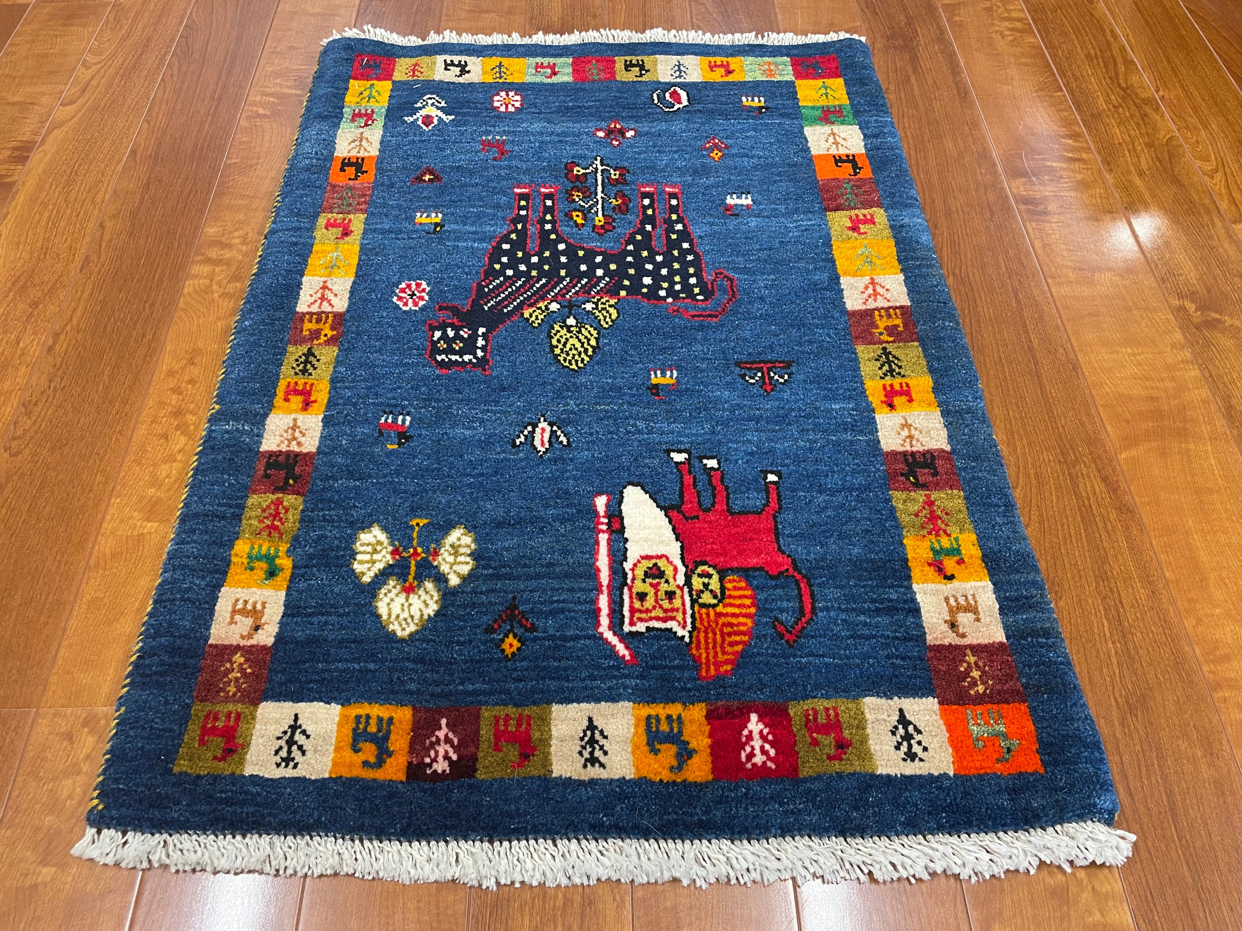 絨毯　ギャッベ ペルシャンパトリス ペルシャ絨毯専門店 – AJ19076 39cm x 40cm ギャッベ ラグ・カーペット