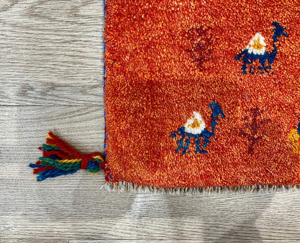 【福岡店】ギャッベ 41cm x 40cm Z2988