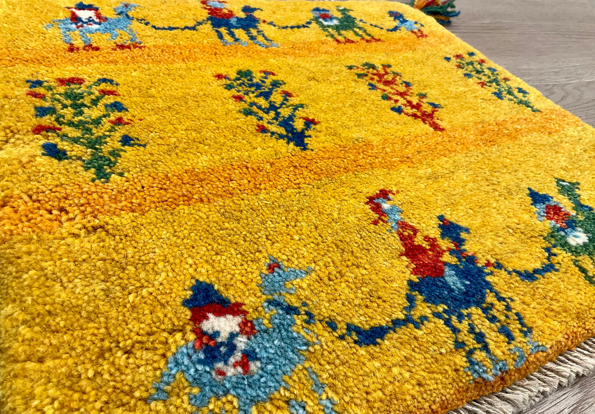 【福岡店】ギャッベ 41cm x 38cm Z2932