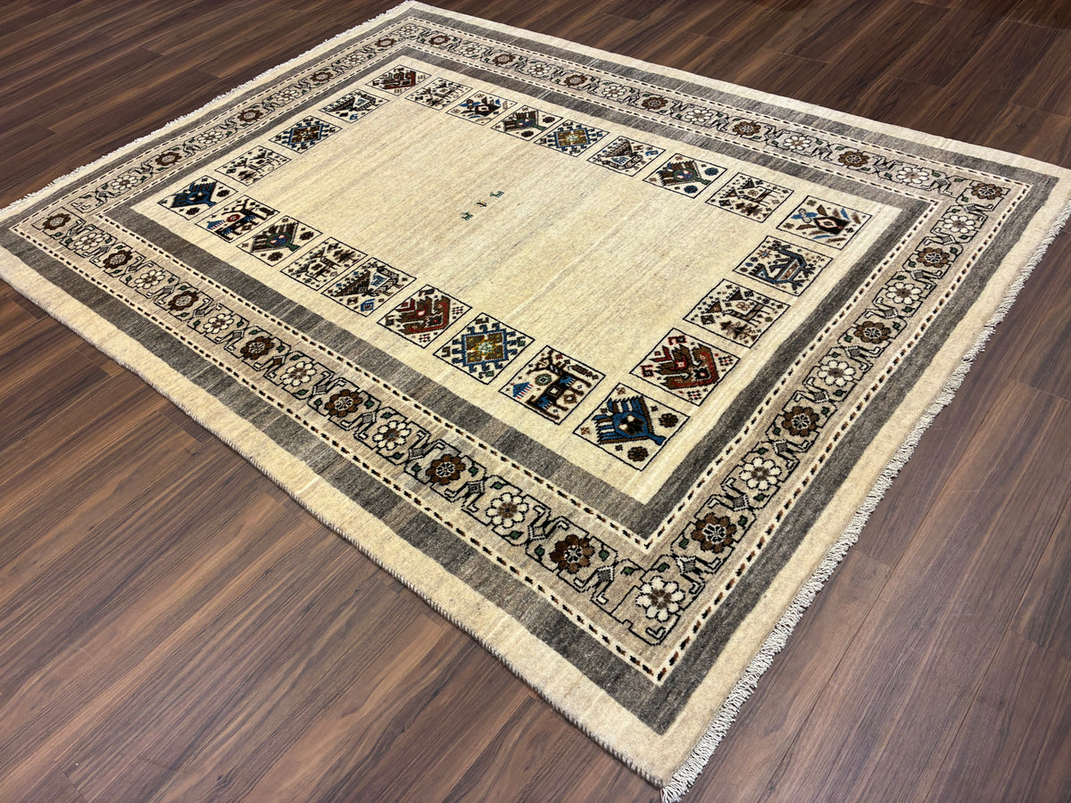 【千葉店】カシュクリギャッベ  208cm x 158cm RJ14755