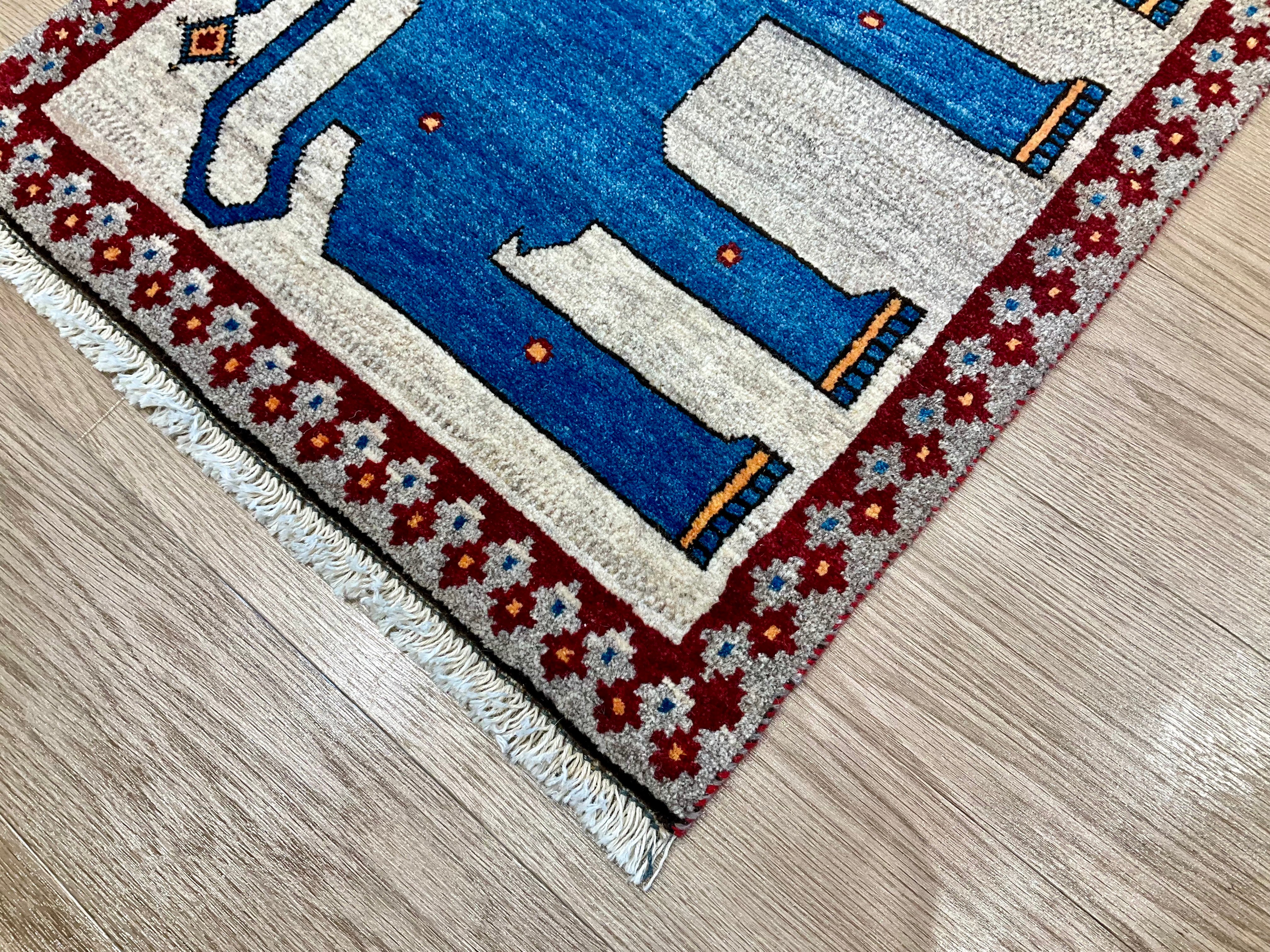 120×80cm 【ペルシャ絨毯 手織りギャッベ】アマレ族ギャッベ