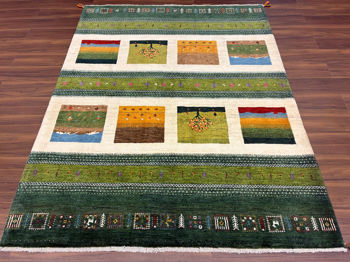 【千葉店】カシュクリギャッベ  203cm x 160cm RJ7695