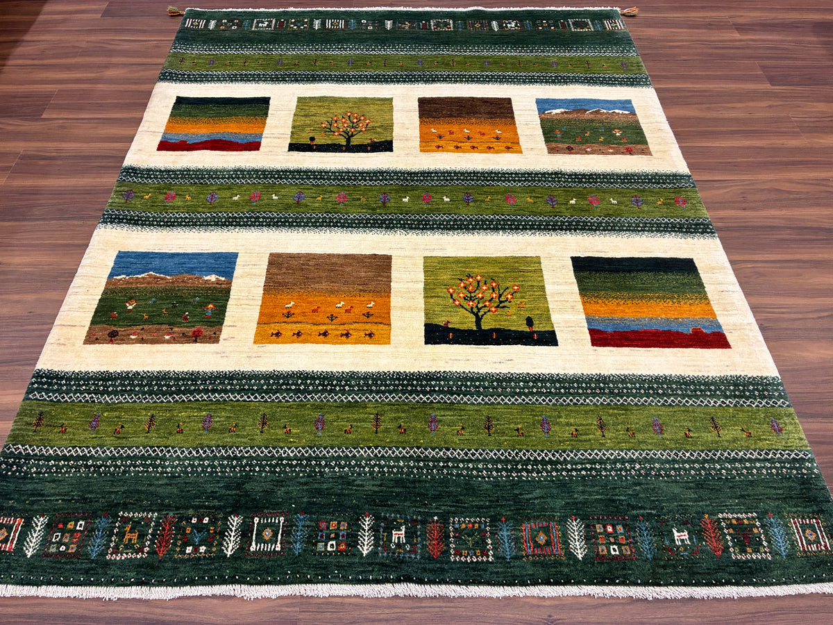 【千葉店】カシュクリギャッベ  203cm x 160cm RJ7695