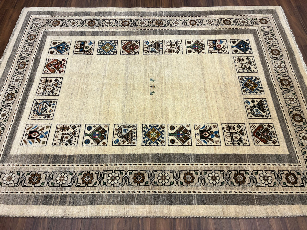 【千葉店】カシュクリギャッベ  208cm x 158cm RJ14755