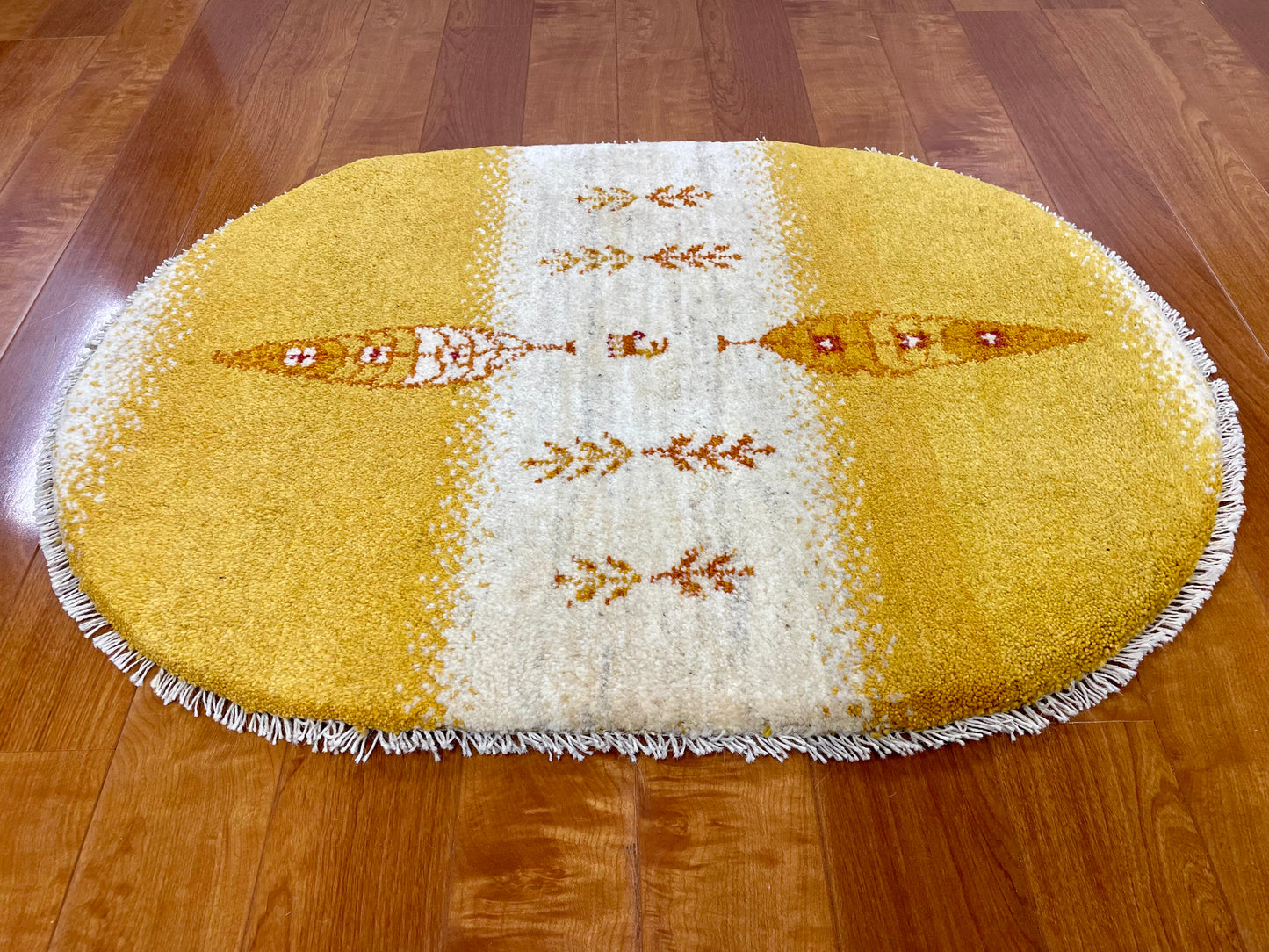 【オンライン限定】ギャッベ 87cm x 62cm (楕円形) RJ12349