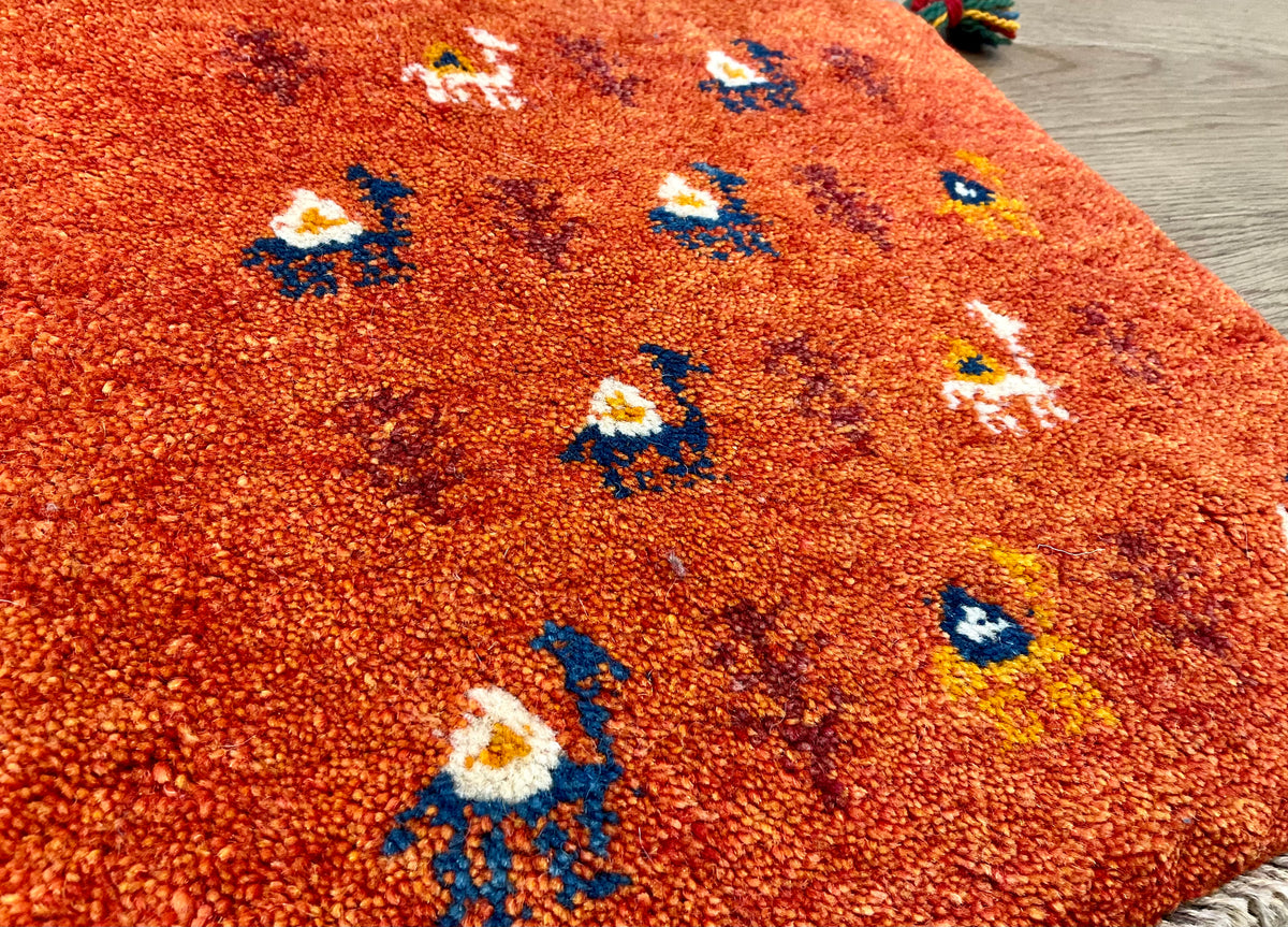 【福岡店】ギャッベ 41cm x 40cm Z2988