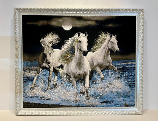 【額装】タブリーズ (3頭の白馬) 98cm x 80cm PS8569