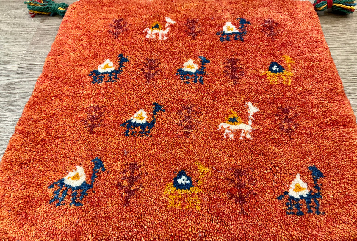 【福岡店】ギャッベ 41cm x 40cm Z2988