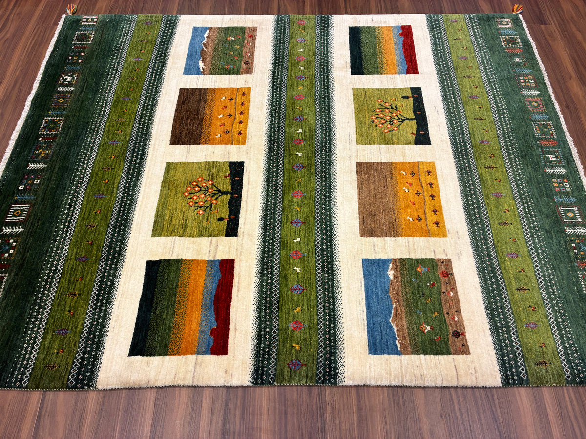 【千葉店】カシュクリギャッベ  203cm x 160cm RJ7695