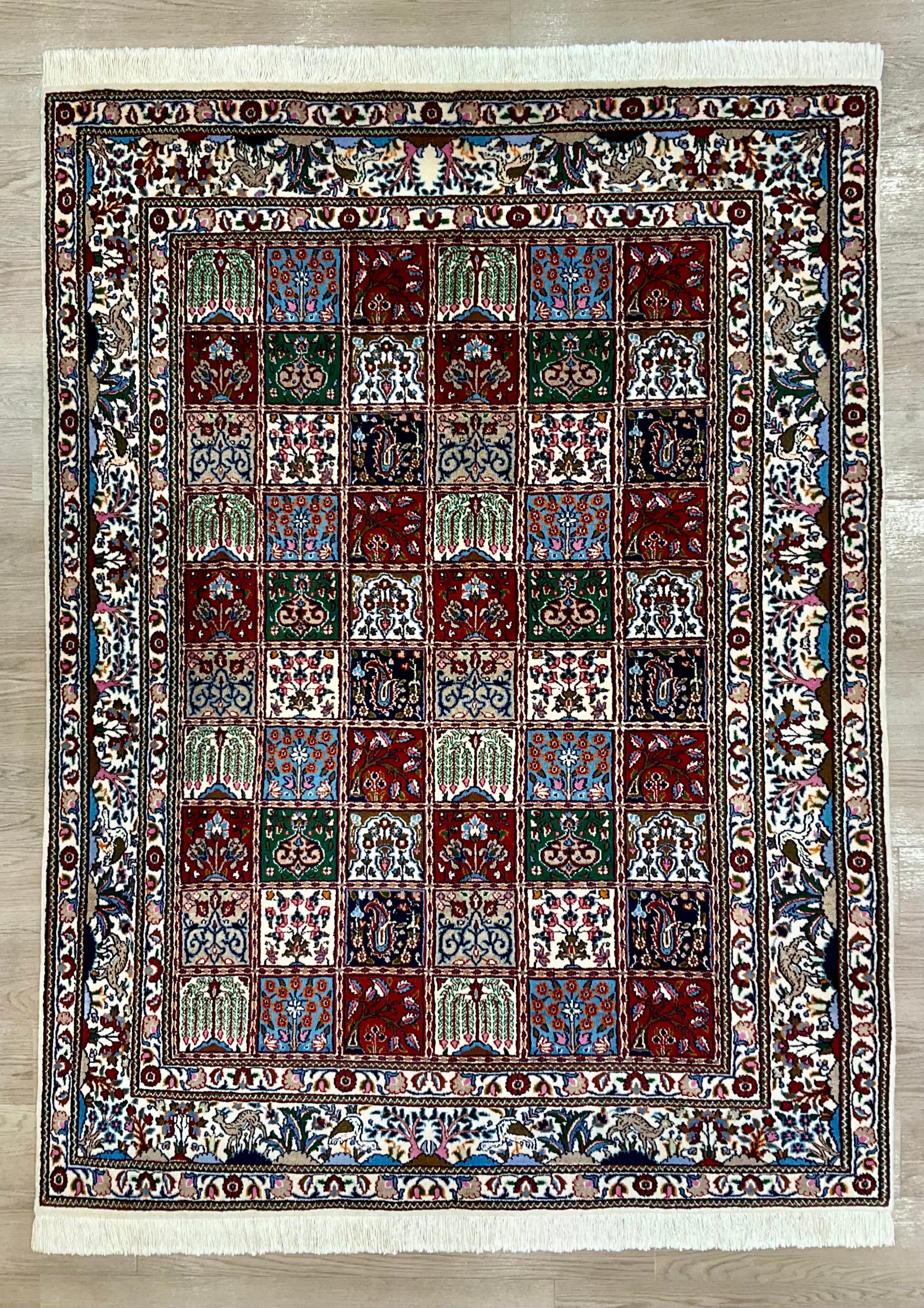 高級ペルシャ絨毯クム産シルク100％ ジャムシディ工房 90×61cm