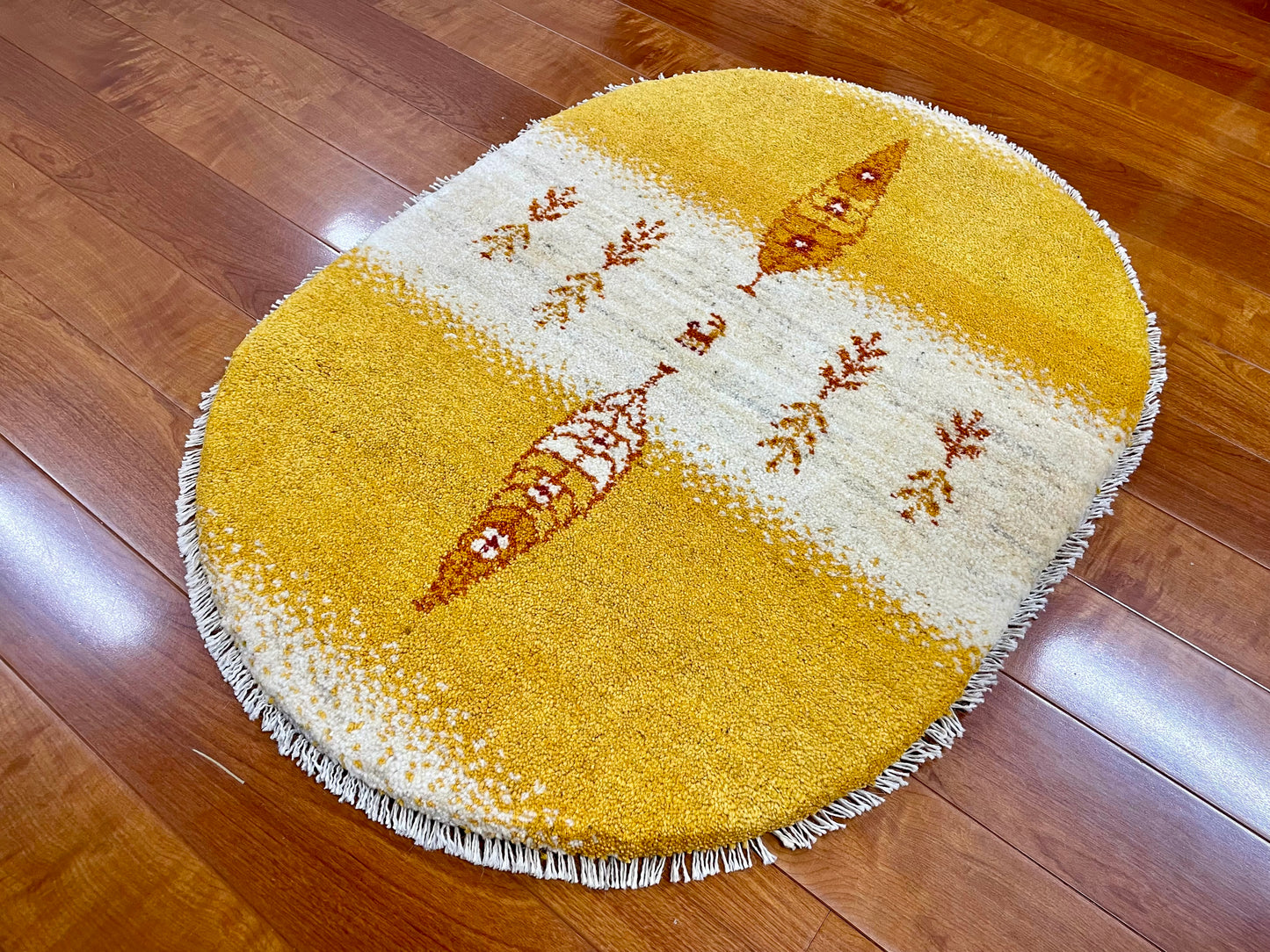 【オンライン限定】ギャッベ 87cm x 62cm (楕円形) RJ12349
