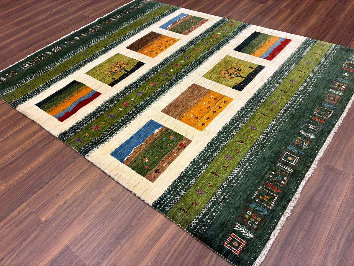 【千葉店】カシュクリギャッベ  203cm x 160cm RJ7695