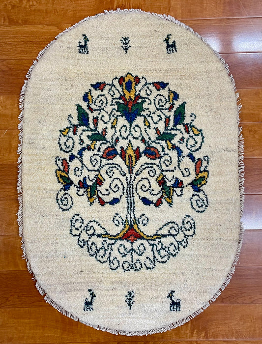 【オンライン限定】ギャッベ 90cm x 62cm (楕円形) RJ12522