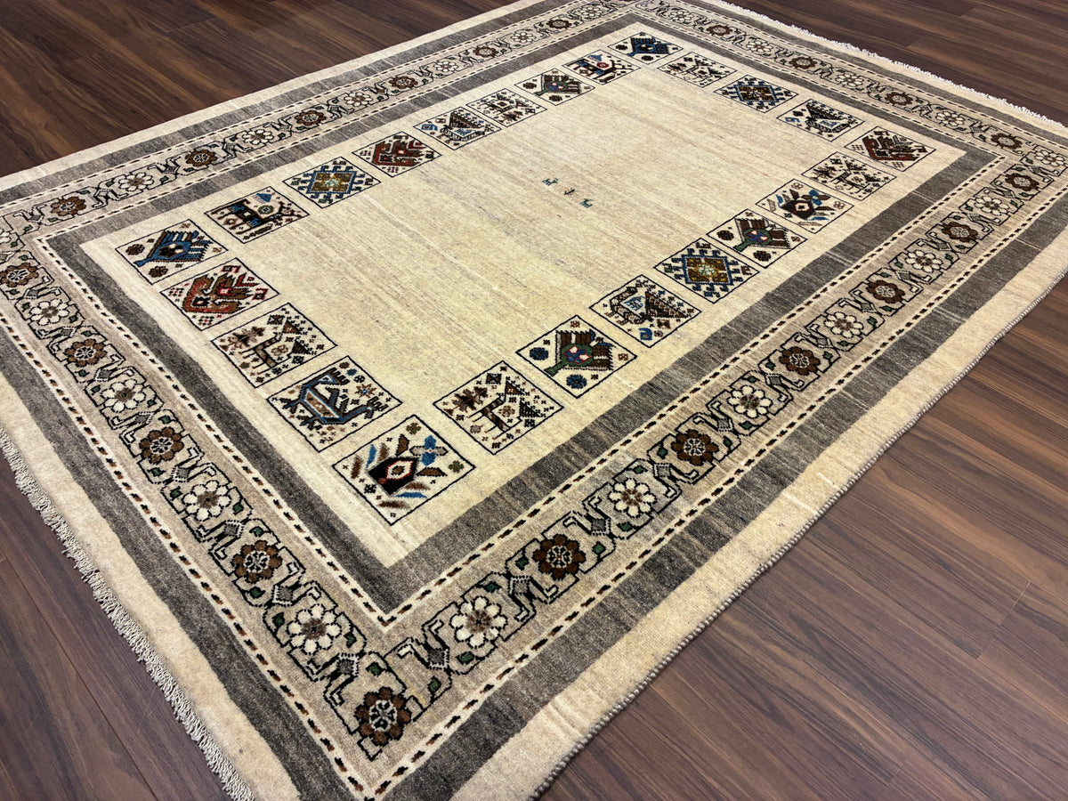 【千葉店】カシュクリギャッベ  208cm x 158cm RJ14755