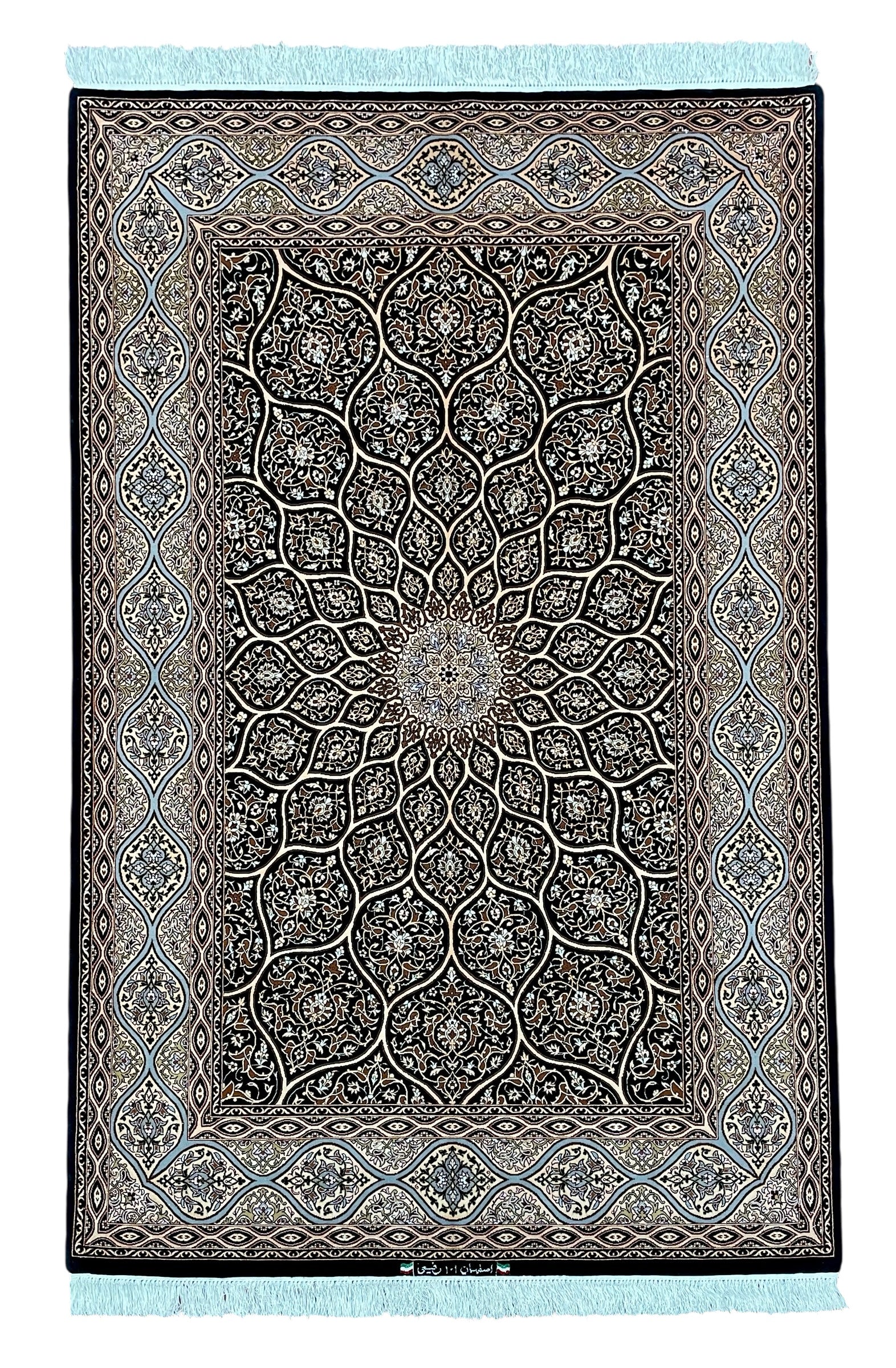 【五大産地/イスファハン】未使用ペルシャ絨毯ラグ 約115cm x 68cm 高級ペルシャ絨毯イスファハン産セーラフィアン工房 313×214cm