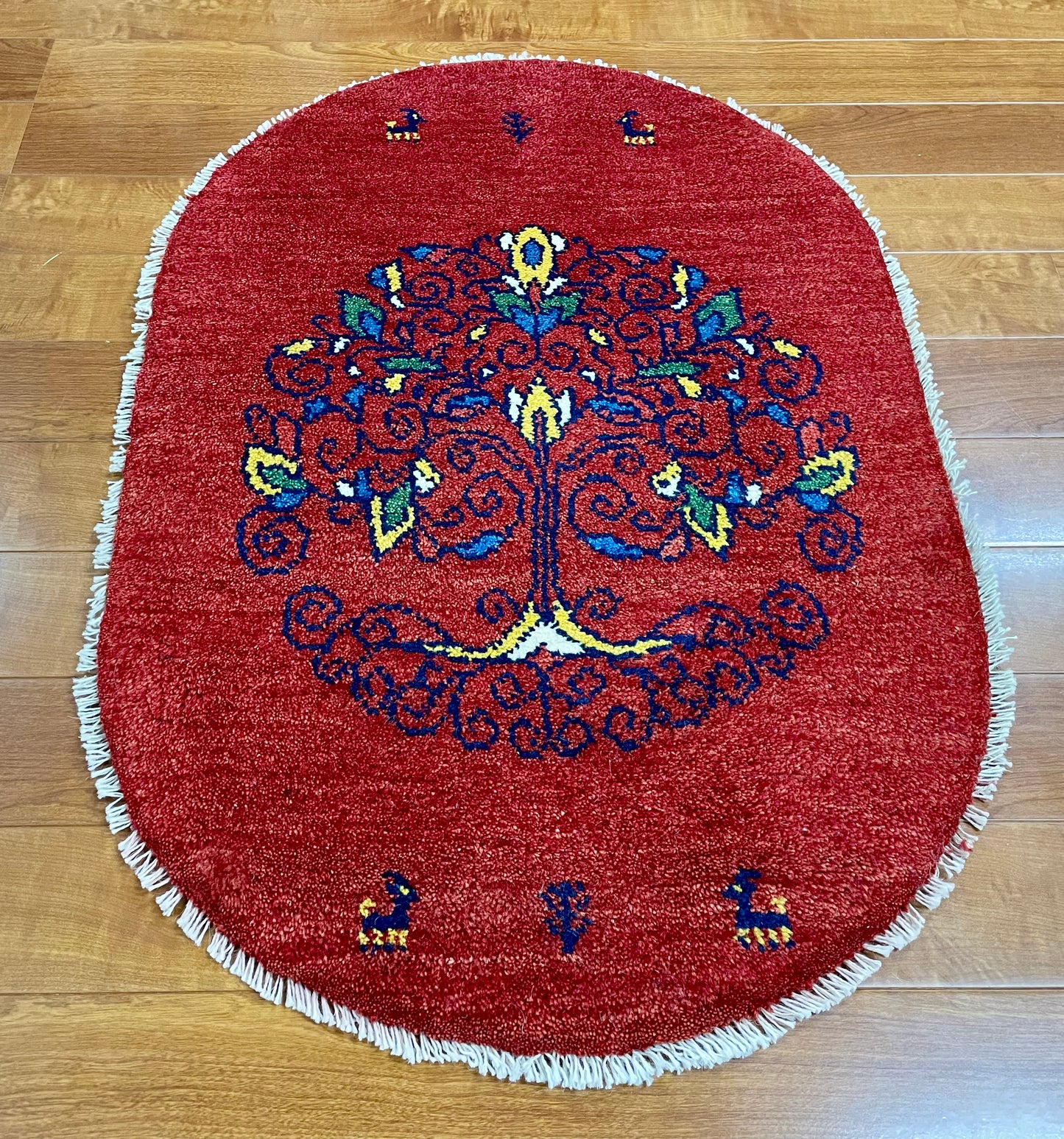 【オンライン限定】ギャッベ 90cm x 60cm (楕円形) RJ12555
