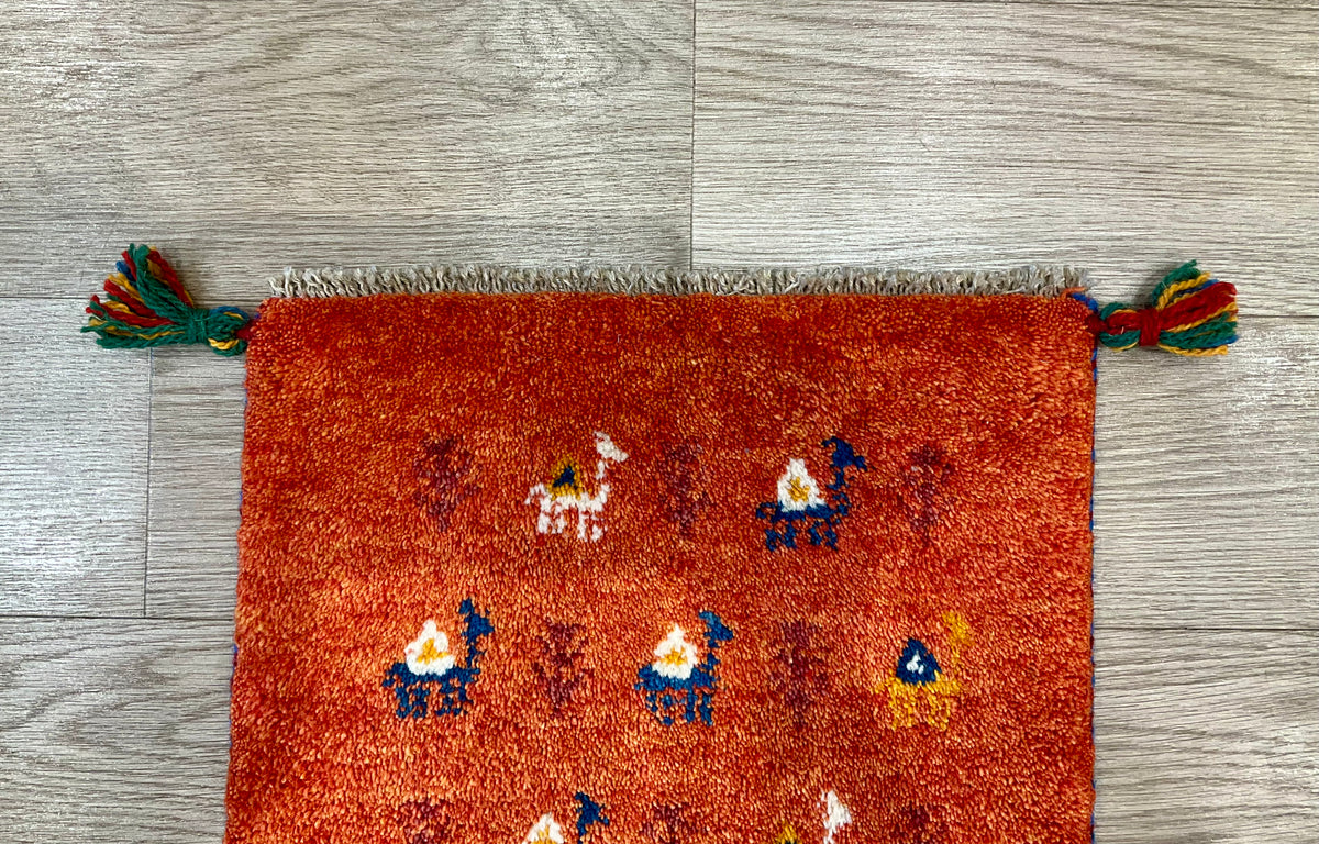【福岡店】ギャッベ 41cm x 40cm Z2988