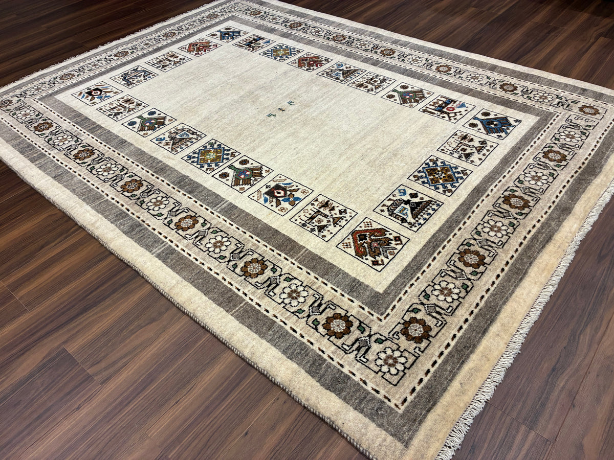【千葉店】カシュクリギャッベ  208cm x 158cm RJ14755