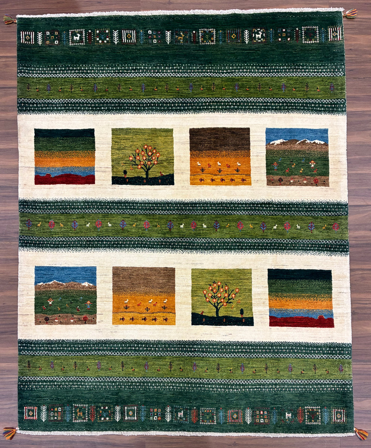 【千葉店】カシュクリギャッベ  203cm x 160cm RJ7695