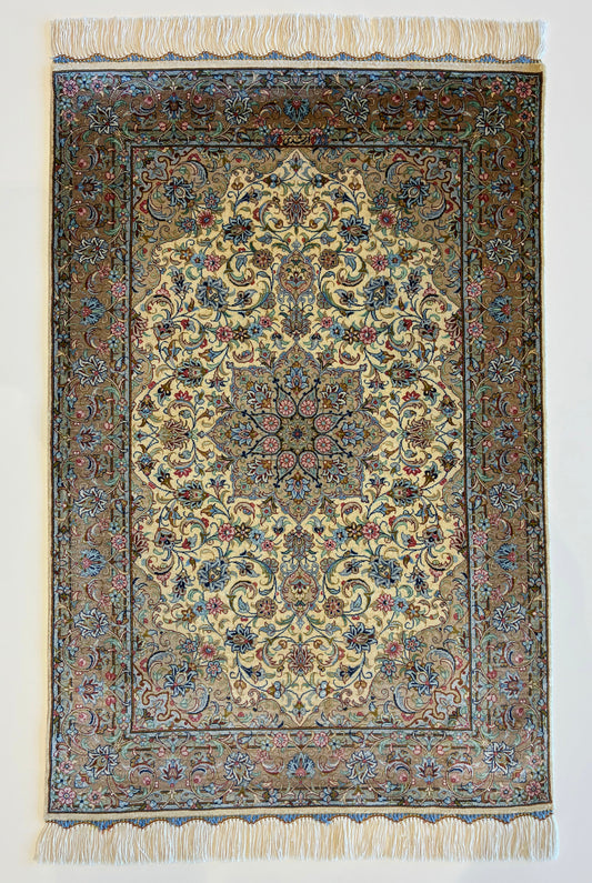 【千葉店】カシャーンシルク アルシャディ工房 92cm x 60cm NT11325