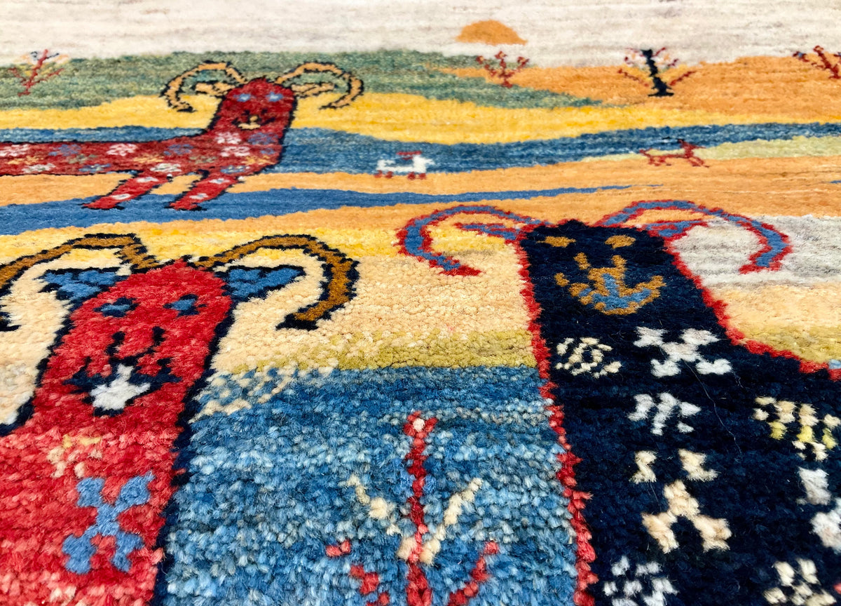 【福岡店】カシュクリギャッベ  140cm x 80cm RJ16635