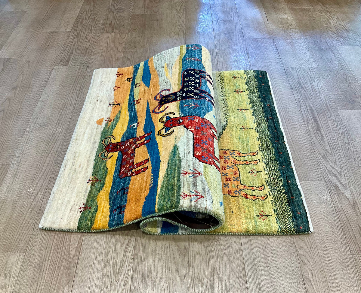【福岡店】カシュクリギャッベ  140cm x 80cm RJ16635