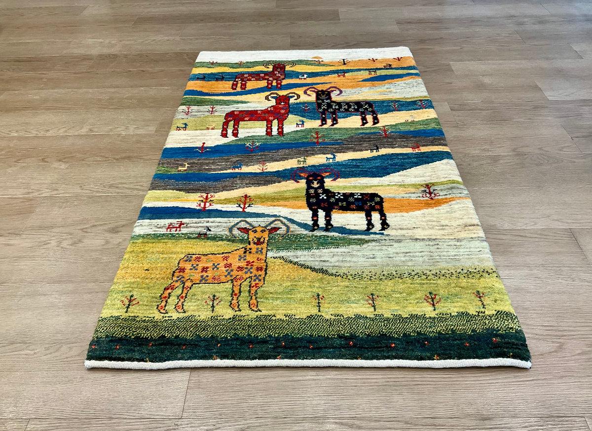 【福岡店】カシュクリギャッベ  140cm x 80cm RJ16635