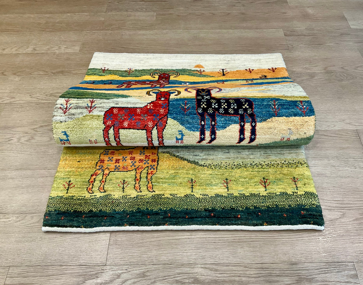 【福岡店】カシュクリギャッベ  140cm x 80cm RJ16635