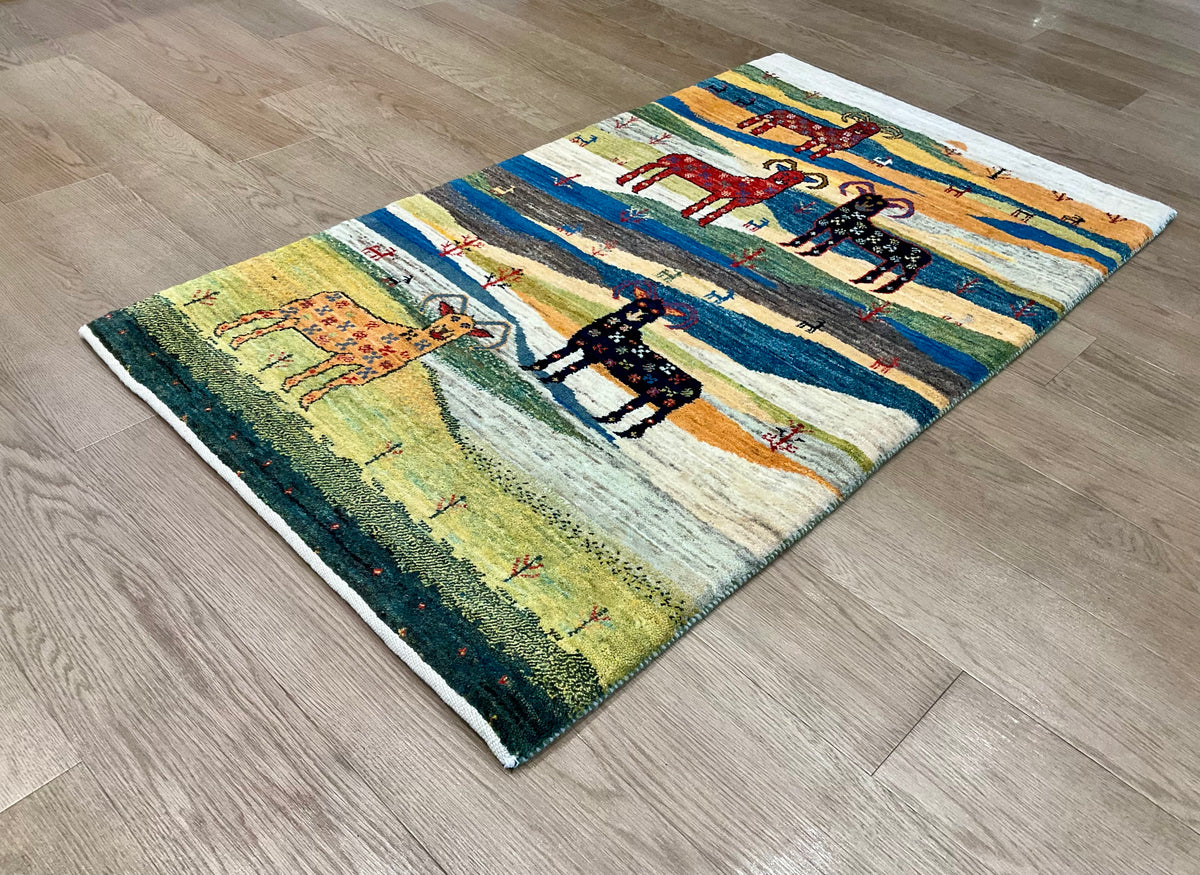 【福岡店】カシュクリギャッベ  140cm x 80cm RJ16635